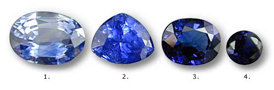 不同大小形状的蓝宝石