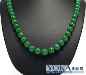 65粒满绿翡翠圆珠项链 收藏佩戴的佳品