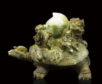 德宏翡翠市场吉祥如意八仙祝寿玉龟摆件欣赏