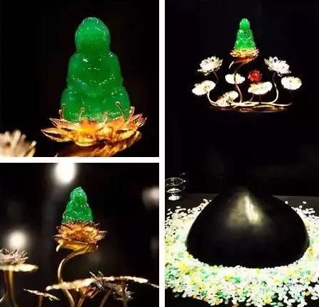 玻璃种帝王绿再配2700颗流光蛋面，这翡翠“观音王”非她莫属了！