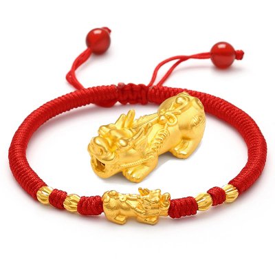 【吉】红绳貔貅手链编法：款式新颖深受喜爱
